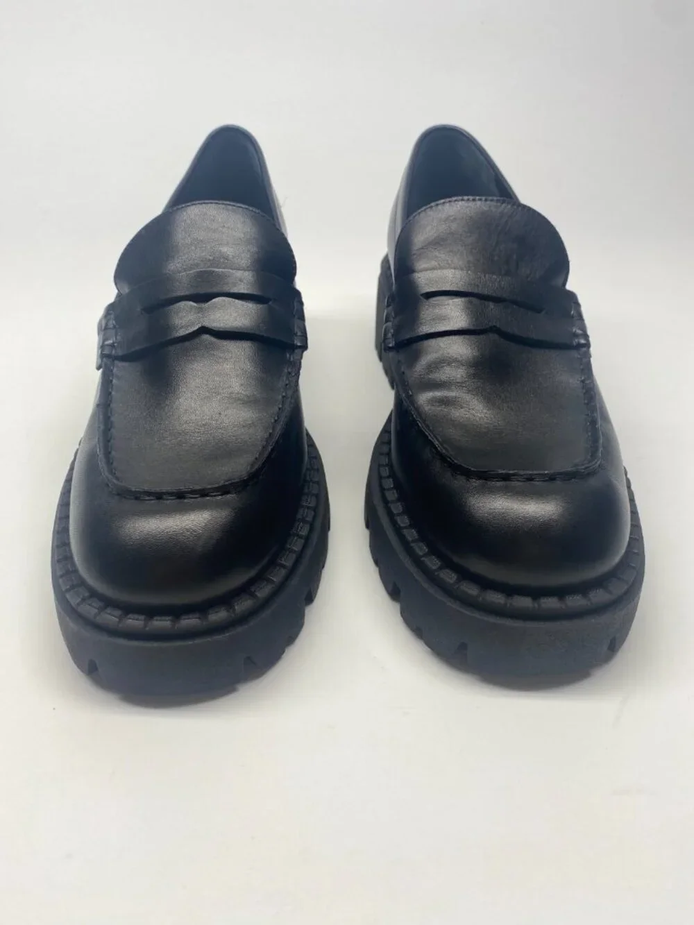 Free People Womens Lyra Lug Sole Black Platform Loafers Sz 9.5